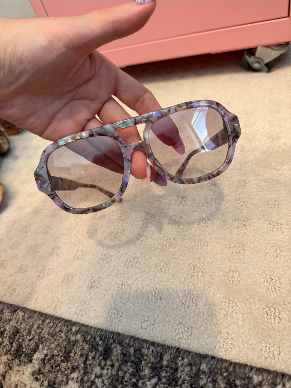 Poppy Lissiman purple Marbled Lavender Oversized Shield Sunglasses